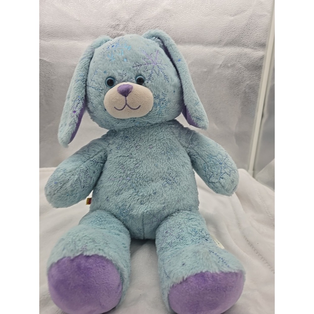 17" Build A Bear Baby Blue Sparkling Snowflake Easter Bunny Purple Stuffed Plush